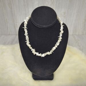 Handmade Sea Shell & Shark Tooth White Mother of Pearl Choker Necklace